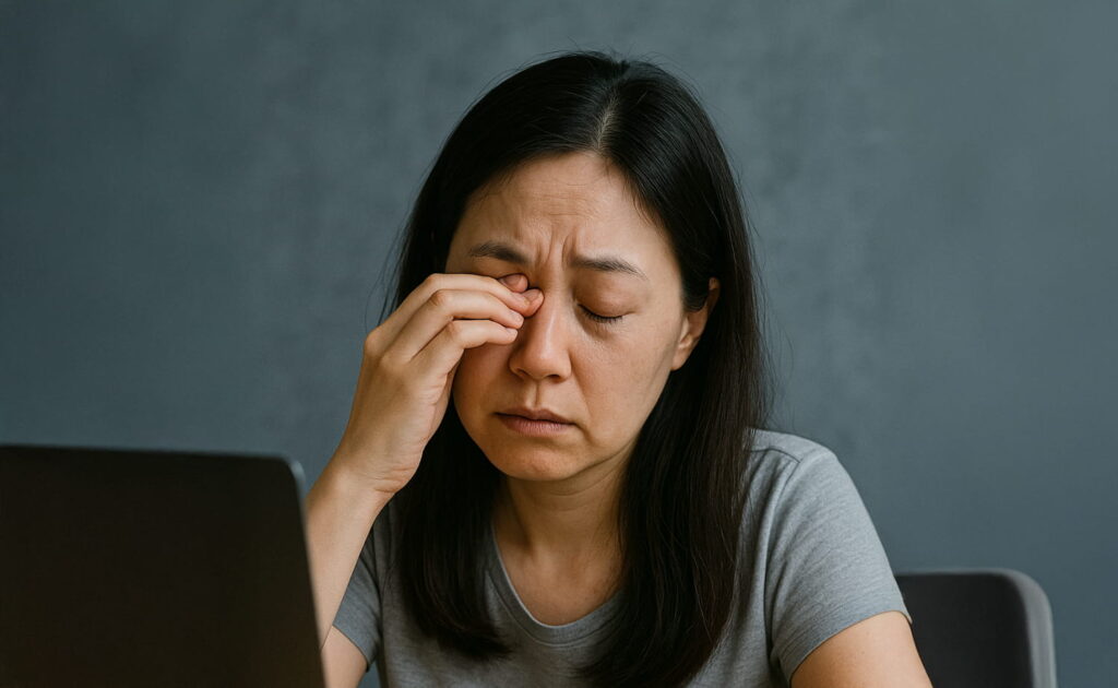 日常過度揉眼是造成淚溝形成原因之一